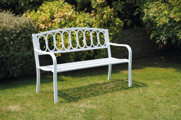 Panca 2 posti in ferro e ghisa, colore bianco MOIA
