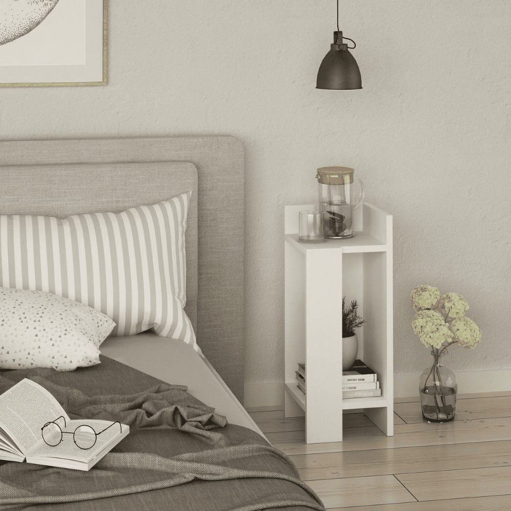 Tavolino comodino di design Elos colore bianco 25x25x60h destro