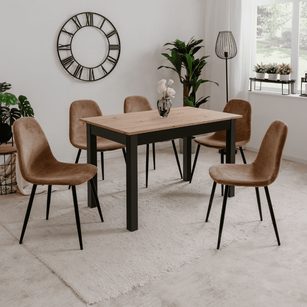 Tavolo allungabile Coburg 120 colore rovere con gambe nere