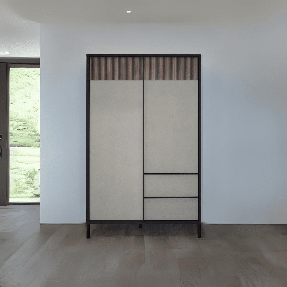 Mobile alto Anka con 2 ante e 2 cassetti colore lava e argilla