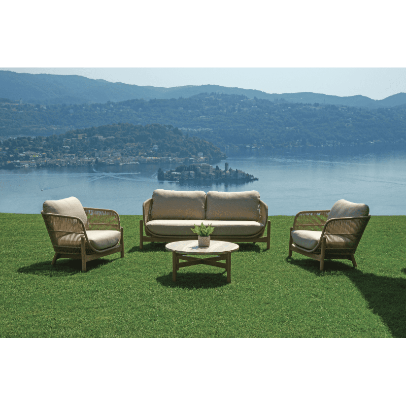 Salotto Lamezia In Acacia Certificata Fsc Color Teak Con Corda Color Naturale Moia