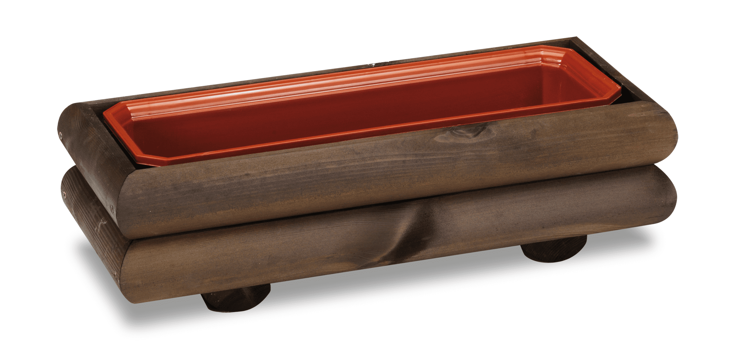 CONFEZIONE 2 PZ FIORIERA MAIA COLOR CASTAGNO dim 57x25x16 cm. CON VASCHETTA