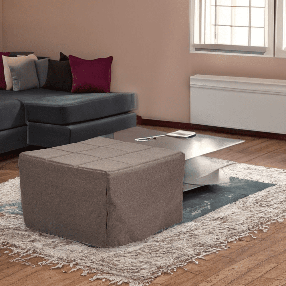 Pouf letto singolo pieghevole Vega tessuto colore marrone